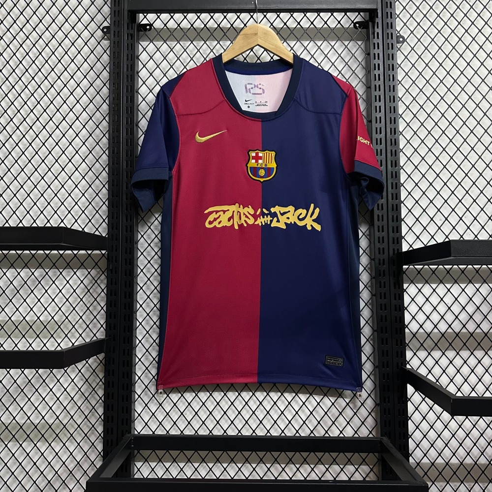 24-25 Barcelona home game Scott co-branded advertisement Jersey Fan Version