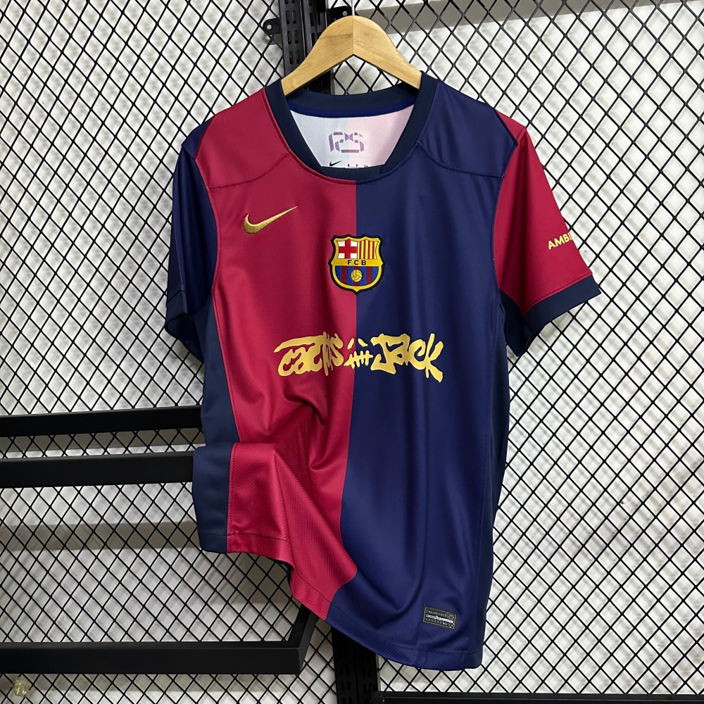 24-25 Barcelona home game Scott co-branded advertisement Jersey Fan Version