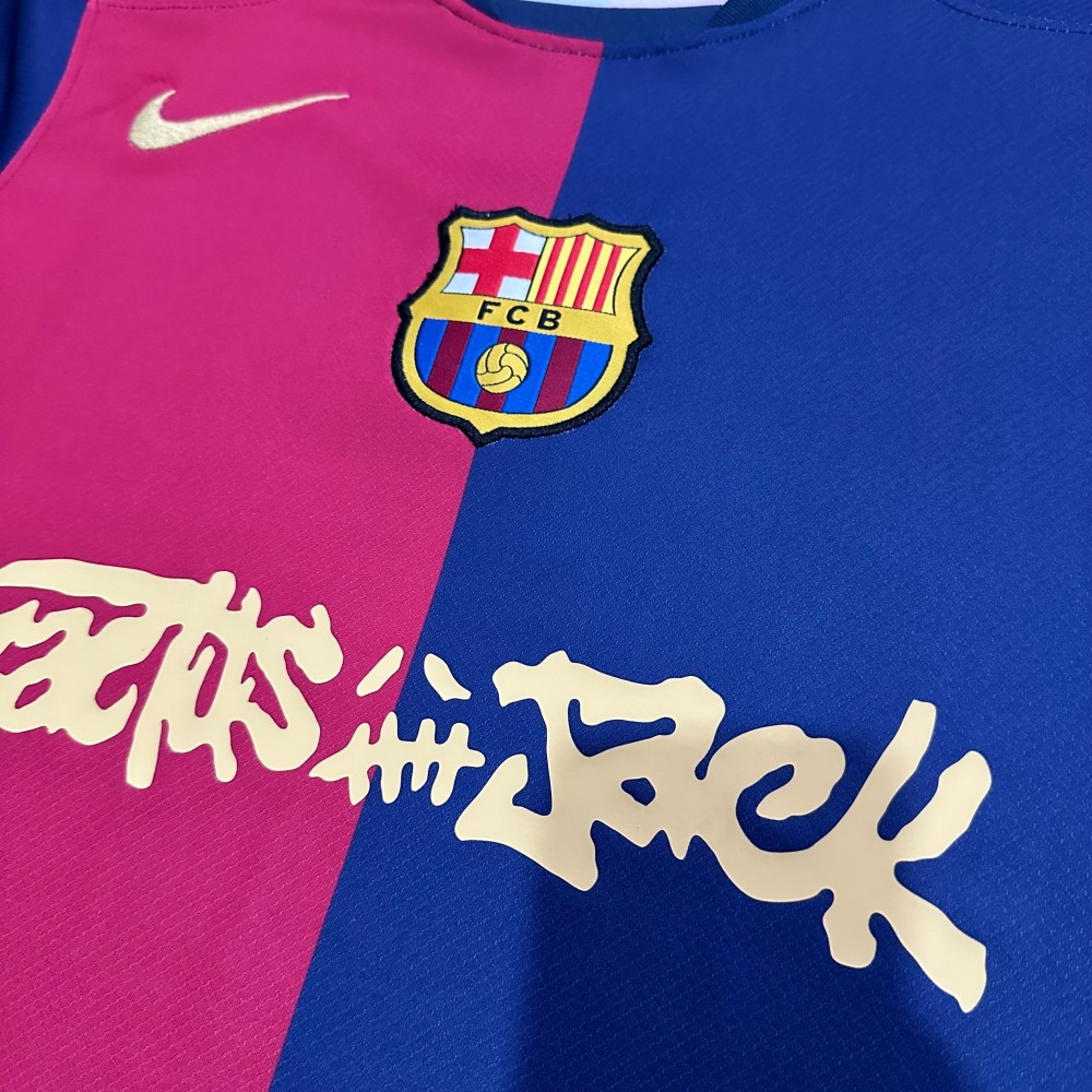 24-25 Barcelona home game Scott co-branded advertisement Jersey Fan Version