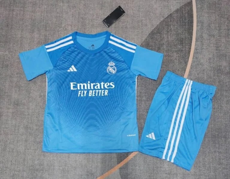 25-26 Real Madrid Blue Goalkeeper Kids Kit Fan Version