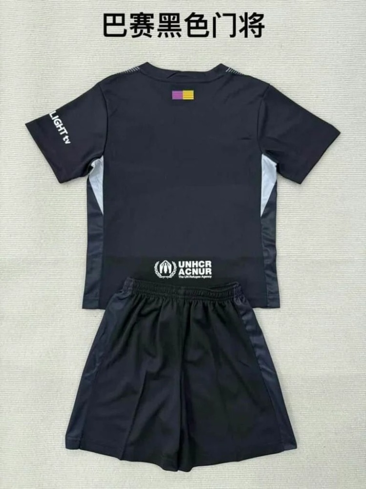 25-26 Barcelona Black Goalkeeper Kids Kit Fan Version