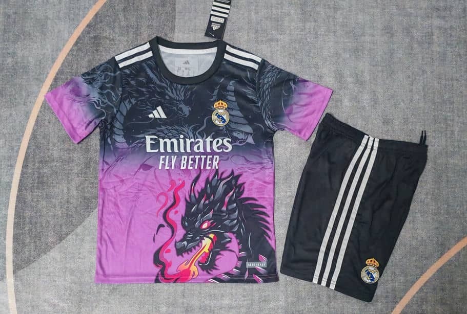 25-26 Real Madrid Black Pink Dragon Kids Kit Fan Version