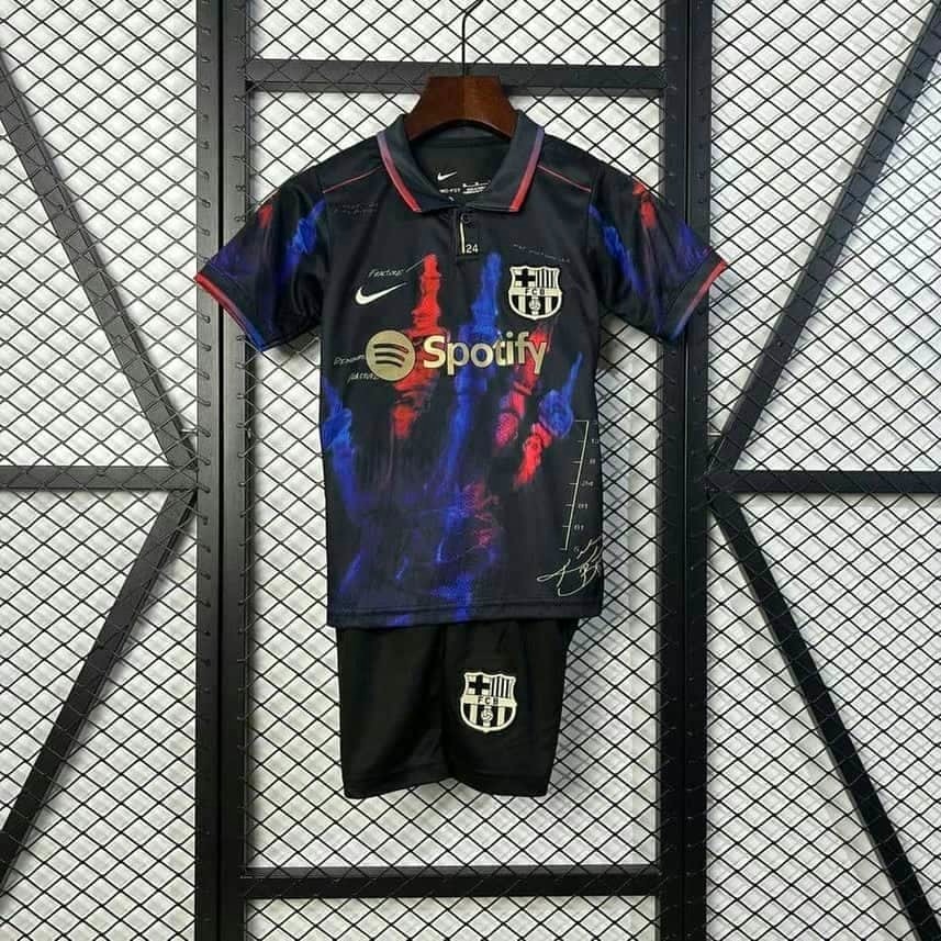 25-26 Barcelona Black Handprint Special Edition Kids Kit Fan Version