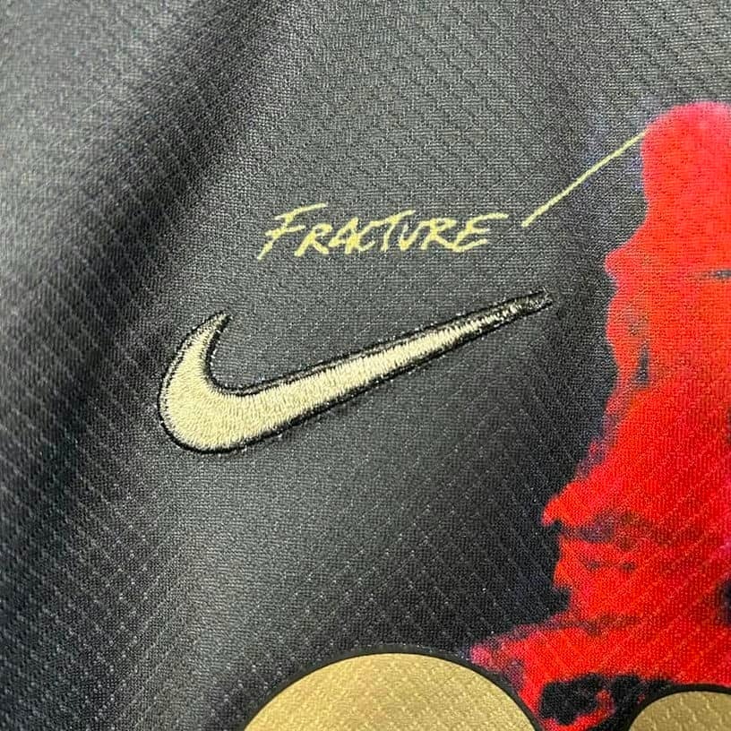 25-26 Barcelona Black with Red Blue Brushstroke Kids Kit Fan Version