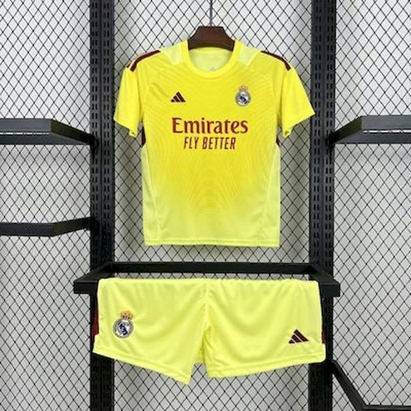 25-26 Real Madrid Yellow Goalkeeper Kids Kit Fan Version
