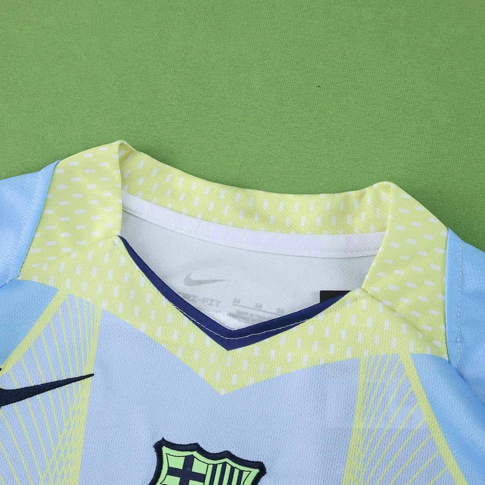 25-26 Barcelona Light Blue Neon Yellow Special Edition Kids Kit Fan Version