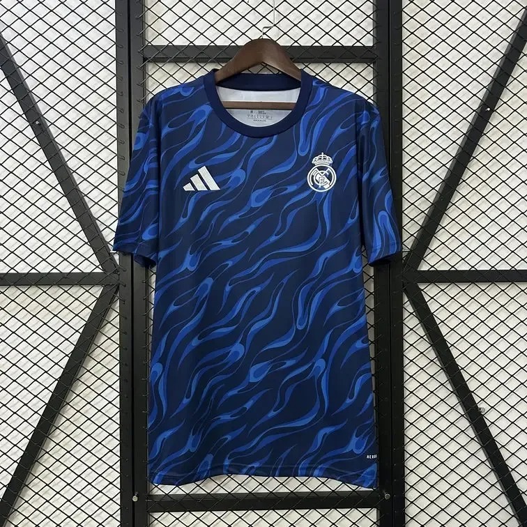 2526 Real Madrid Navy Blue Flame Pattern Pre-Match Jersey Fan Version