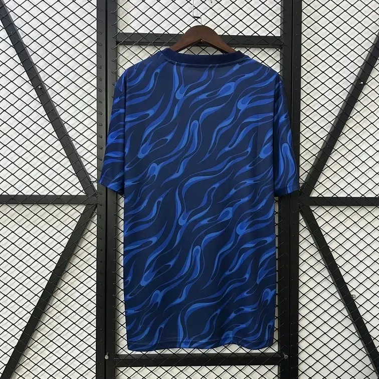 2526 Real Madrid Navy Blue Flame Pattern Pre-Match Jersey Fan Version