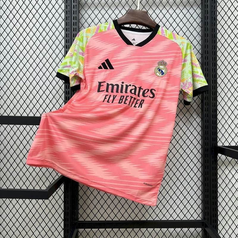 2526 Real Madrid Pink Zig-Zag Pre-Match Training Jersey Fan Version