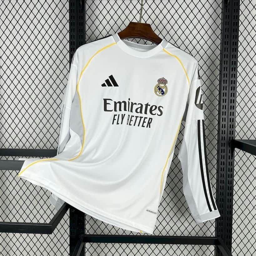 2526 Real Madrid Home Long Sleeve Jersey Fan Version