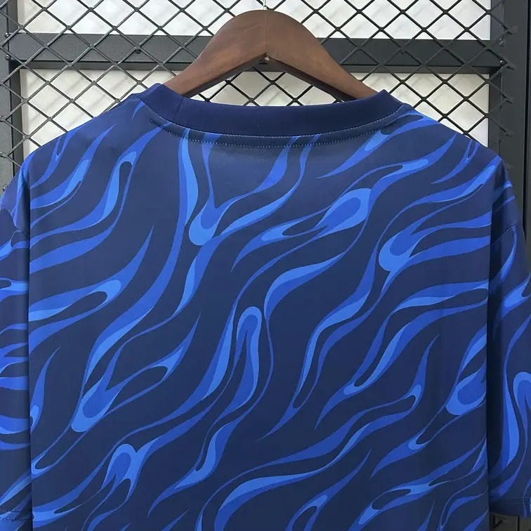 2526 Real Madrid Navy Blue Flame Pattern Pre-Match Jersey Fan Version
