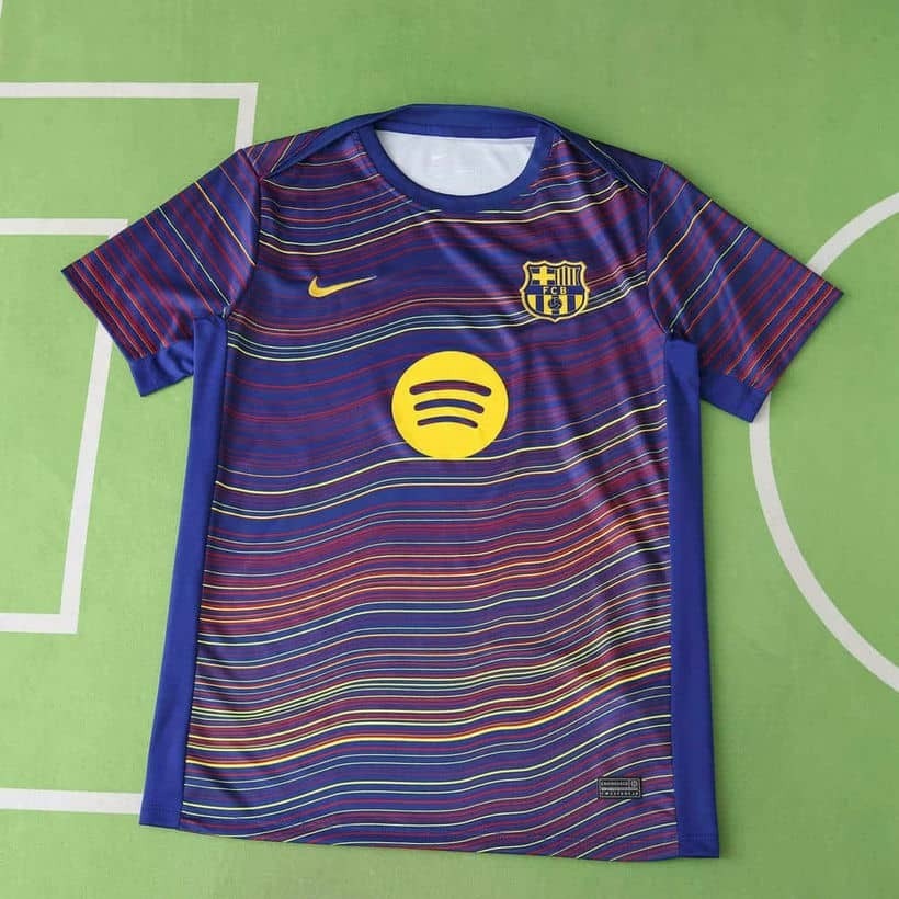 2526 Barcelona Multicolor Wave Pattern Pre-Training Jersey Fan Version