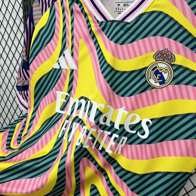 2526 Real Madrid Yellow Pink Optical Illusion Pre-Match Training Jersey Fan Version