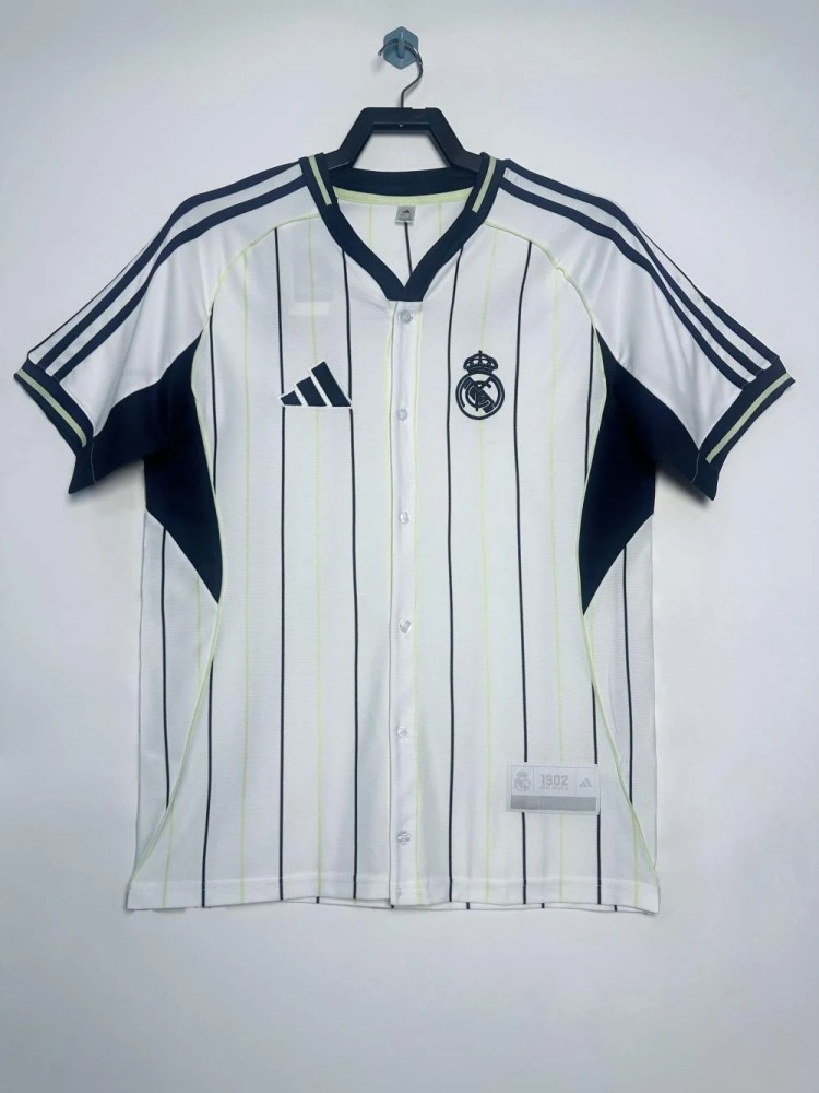 2526 Real Madrid White Baseball Jersey Fan Version