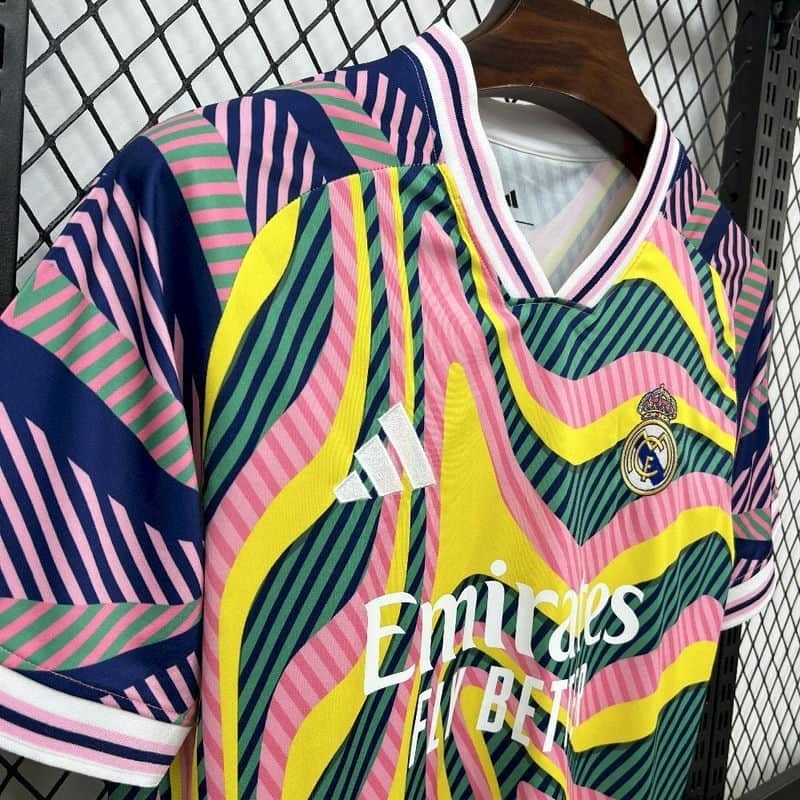 2526 Real Madrid Yellow Pink Optical Illusion Pre-Match Training Jersey Fan Version