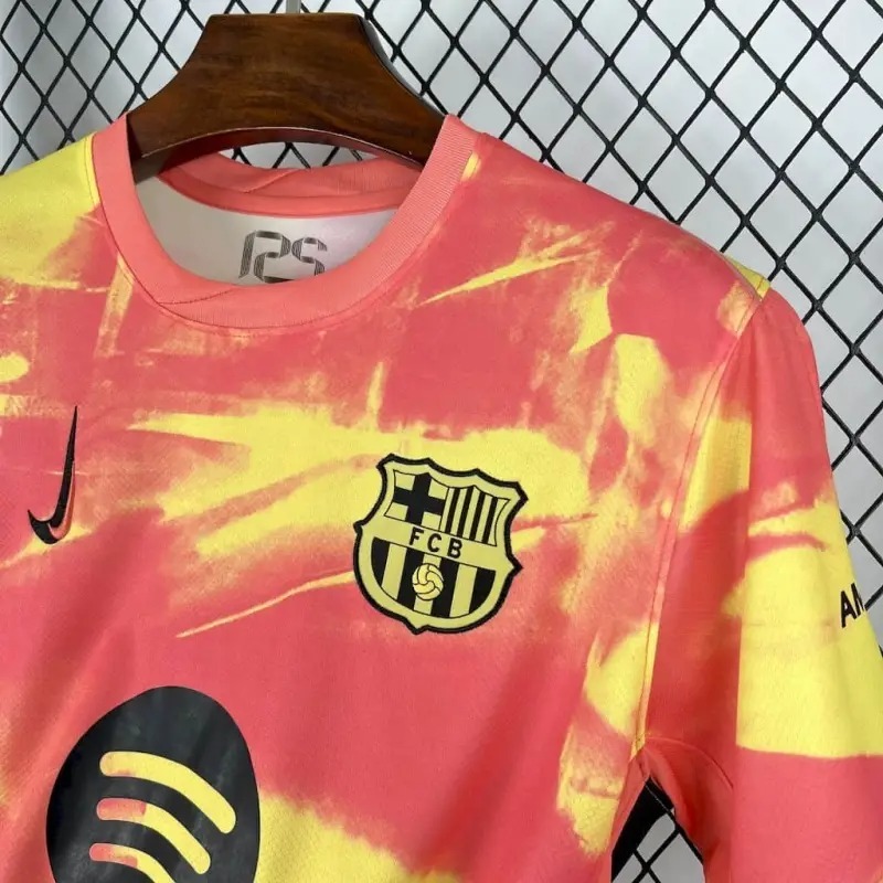 2526 Barcelona Pink Yellow Pre-Match Training Jersey Fan Version