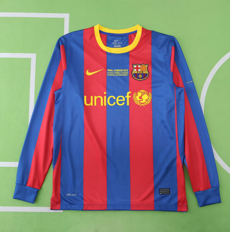 10 11 Barcelona home retro long sleeve jersey
