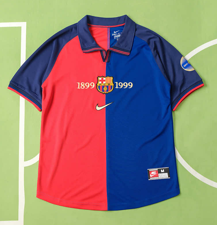Barcelona Centennial commemorative retro soccer jersey