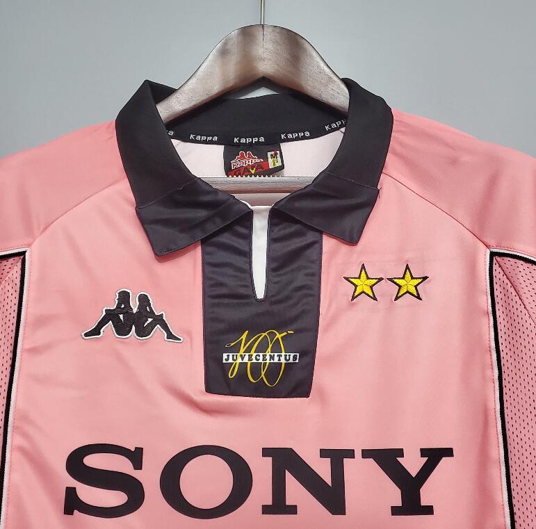 retro 97 98  juventus  Centenary pink long sleeve soccer jersey