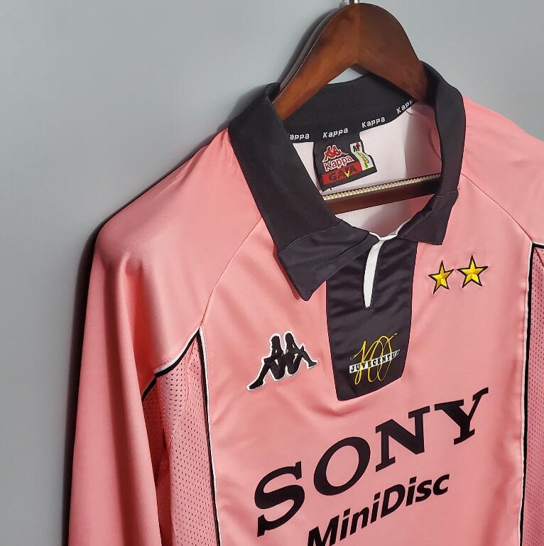retro 97 98  juventus  Centenary pink long sleeve soccer jersey