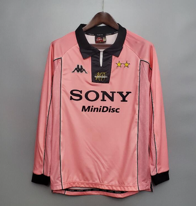 retro 97 98  juventus  Centenary pink long sleeve soccer jersey