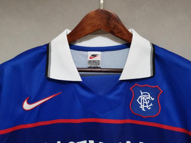 retro 97 99 Rangers FC home jersey