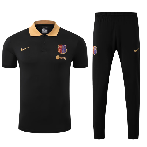 25 26 Barcelona training suit short sleeve black jacketsuit S-2XL