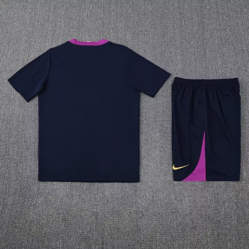 25 26 Barcelona training suit short sleeve black jacketsuit S-2XL