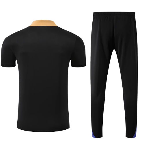 25 26 Barcelona training suit short sleeve black jacketsuit S-2XL