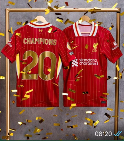 24 25 Liverpool home champions 20 Fan version soccer jersey