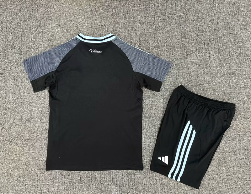 kids kit 25 26 aston villa away black jersey size 16-28