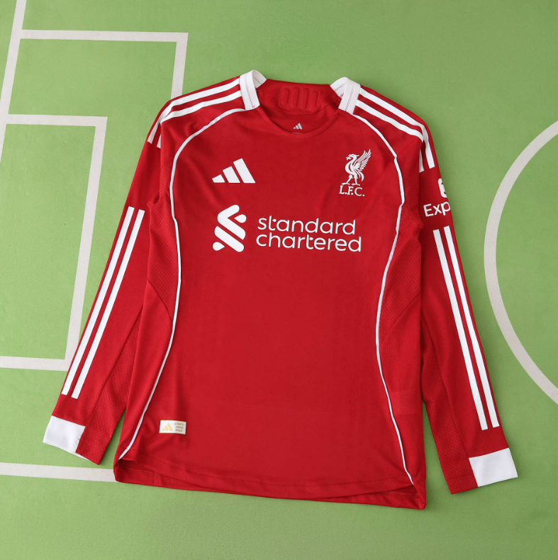 player version 25 26 Liverpool home long sleeve soccer jersey