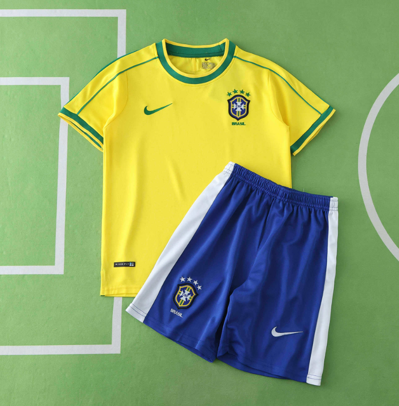 retro 1998 Brazil home jersey kids kit size 16-28