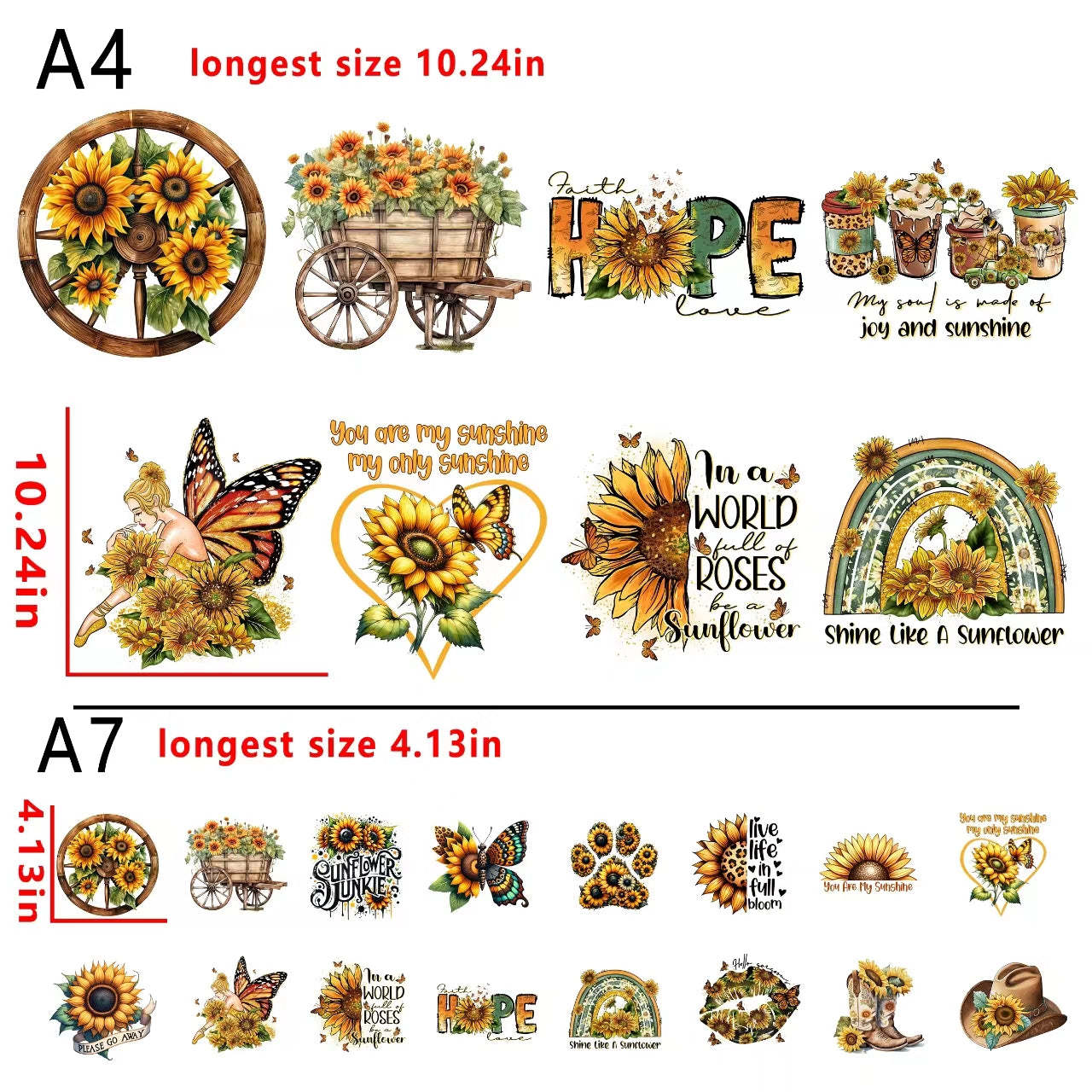 Sunflowers bundle DTF heat transfer vinyl for T-shirt