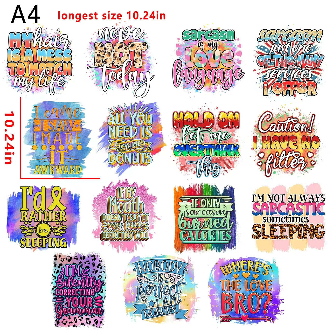 Sarcastic quotes bundle DTF heat transfer vinyl for T-shirt