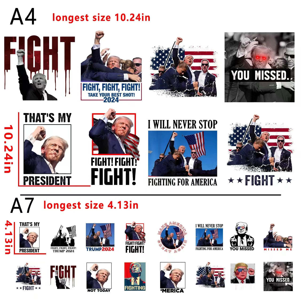 Trump Shoot 2024 DTF heat transfer vinyl  for t shirt