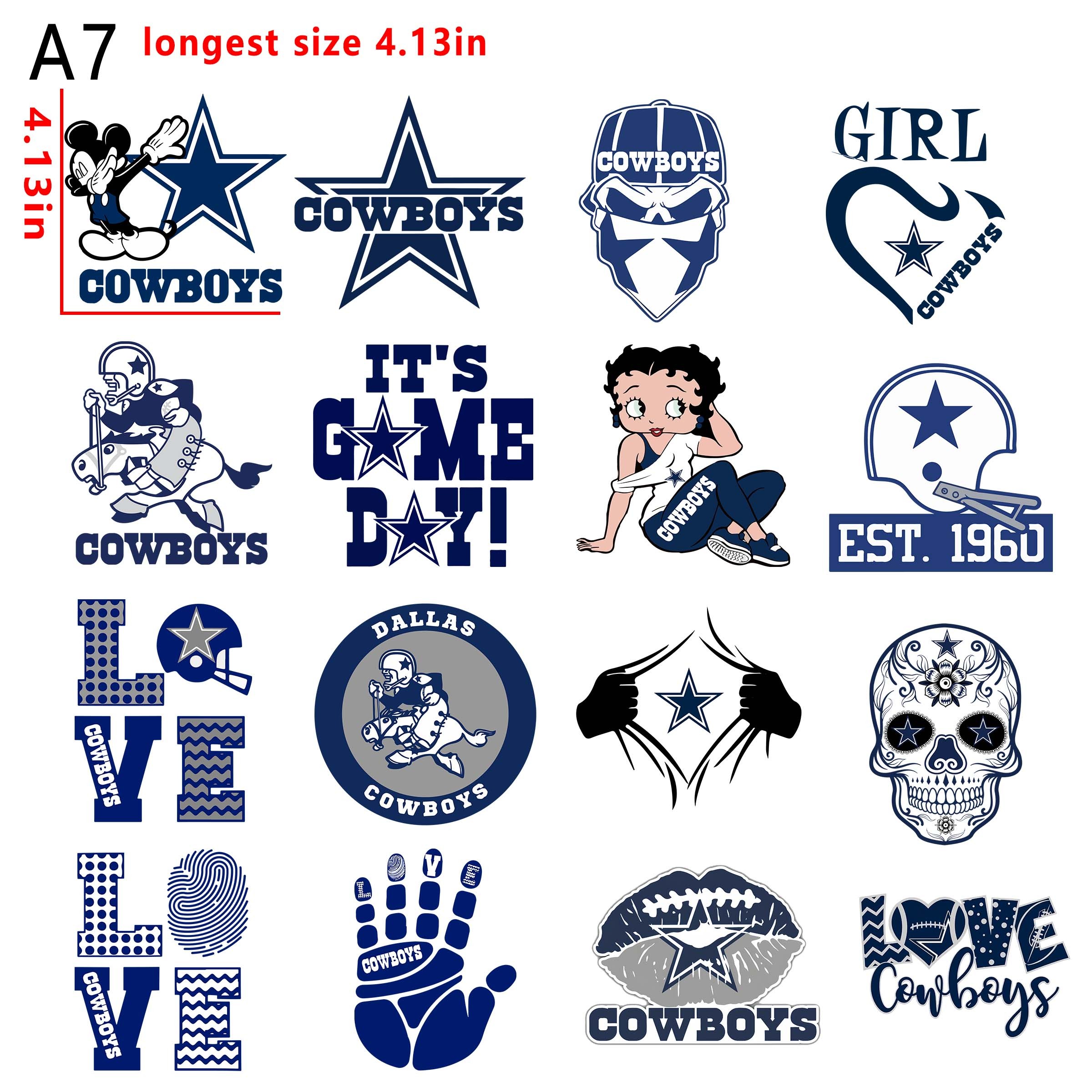 (N3) NFL Dallas Cowboys  football team bundle DTF heat transfer vinyl for T-shirt hoodies
