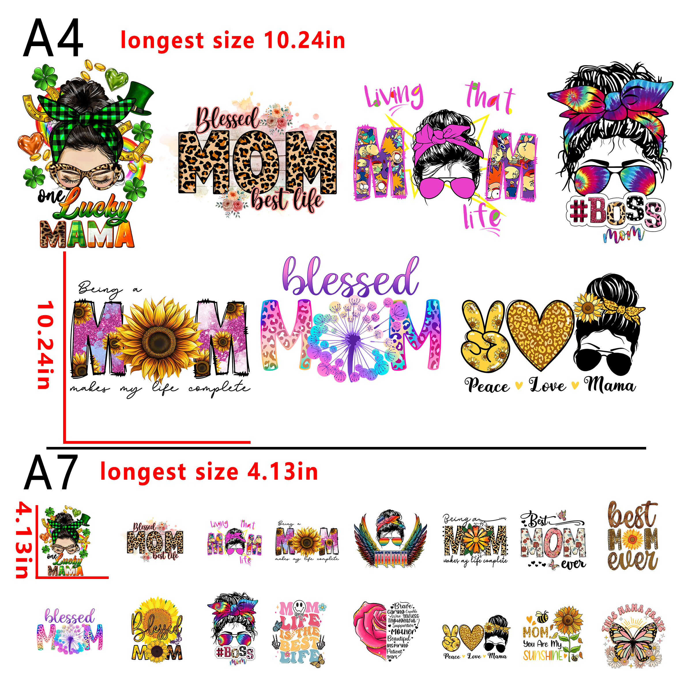 (D18) Mom bundle DTF heat transfer vinyl for T-shirt hoodies fabrics