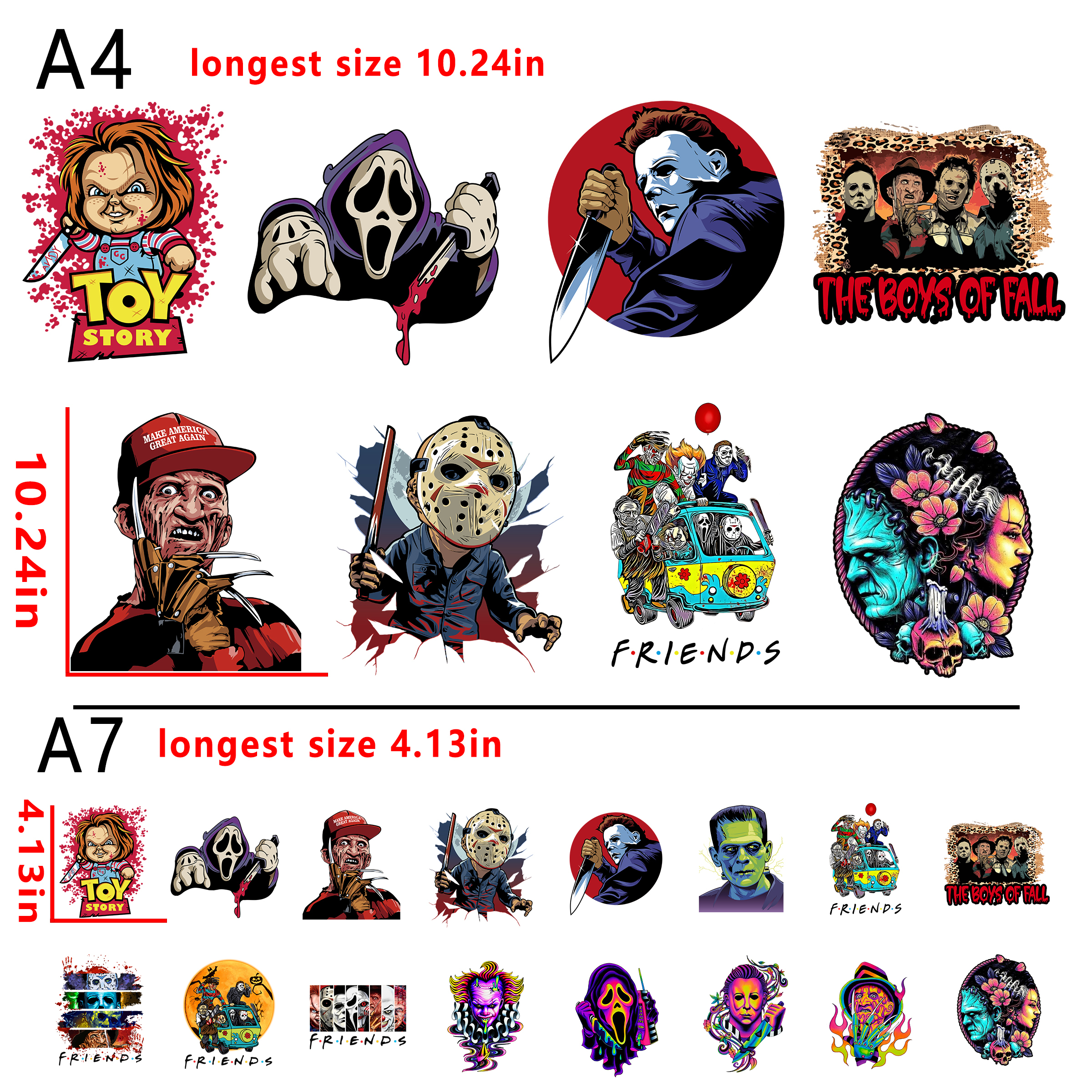 (N82) Horror movies  bundle DTF heat transfer vinyl for T-shirt hoodies fabrics