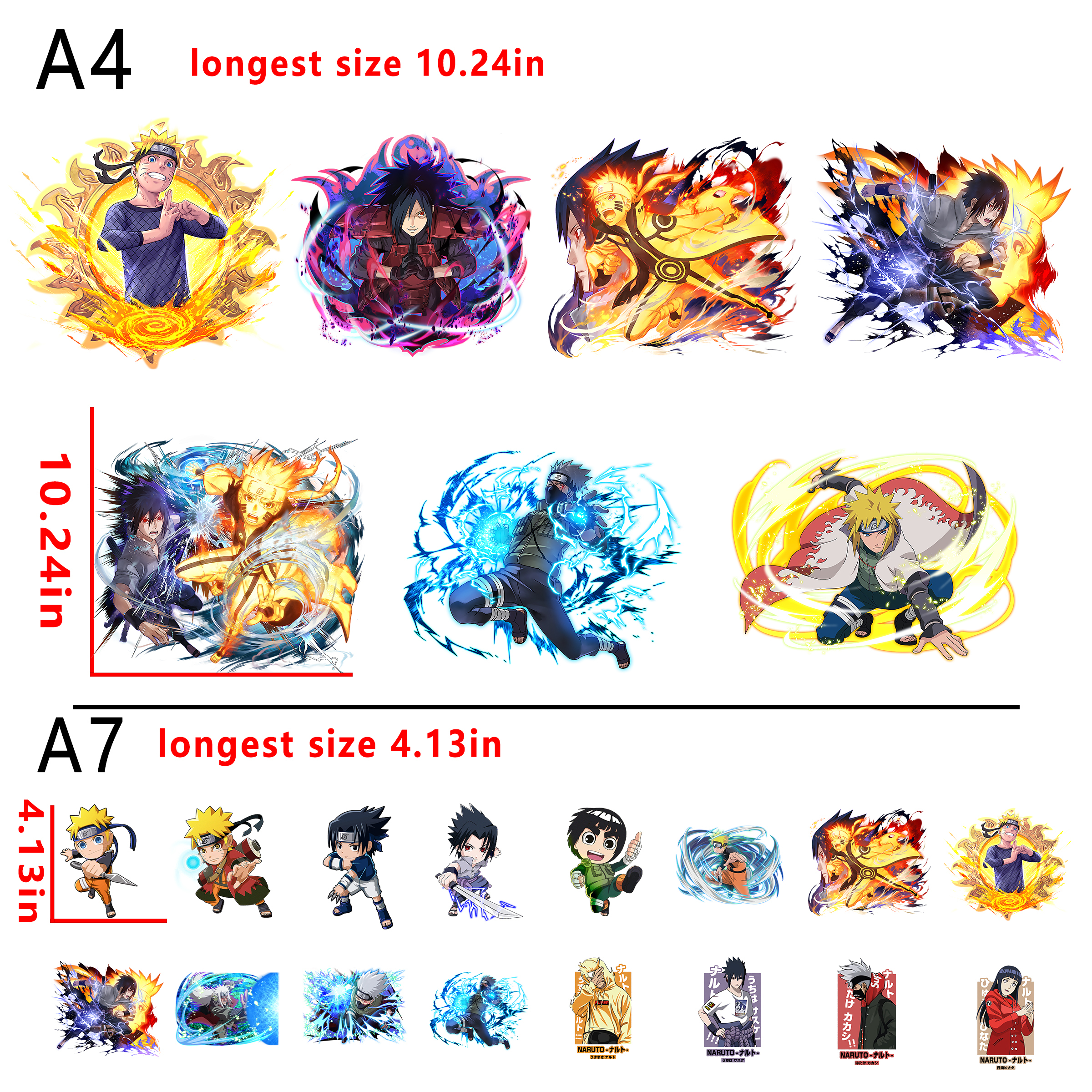 (D17) Naruto Anime bundle DTF heat transfer vinyl  for t shirt hoodies