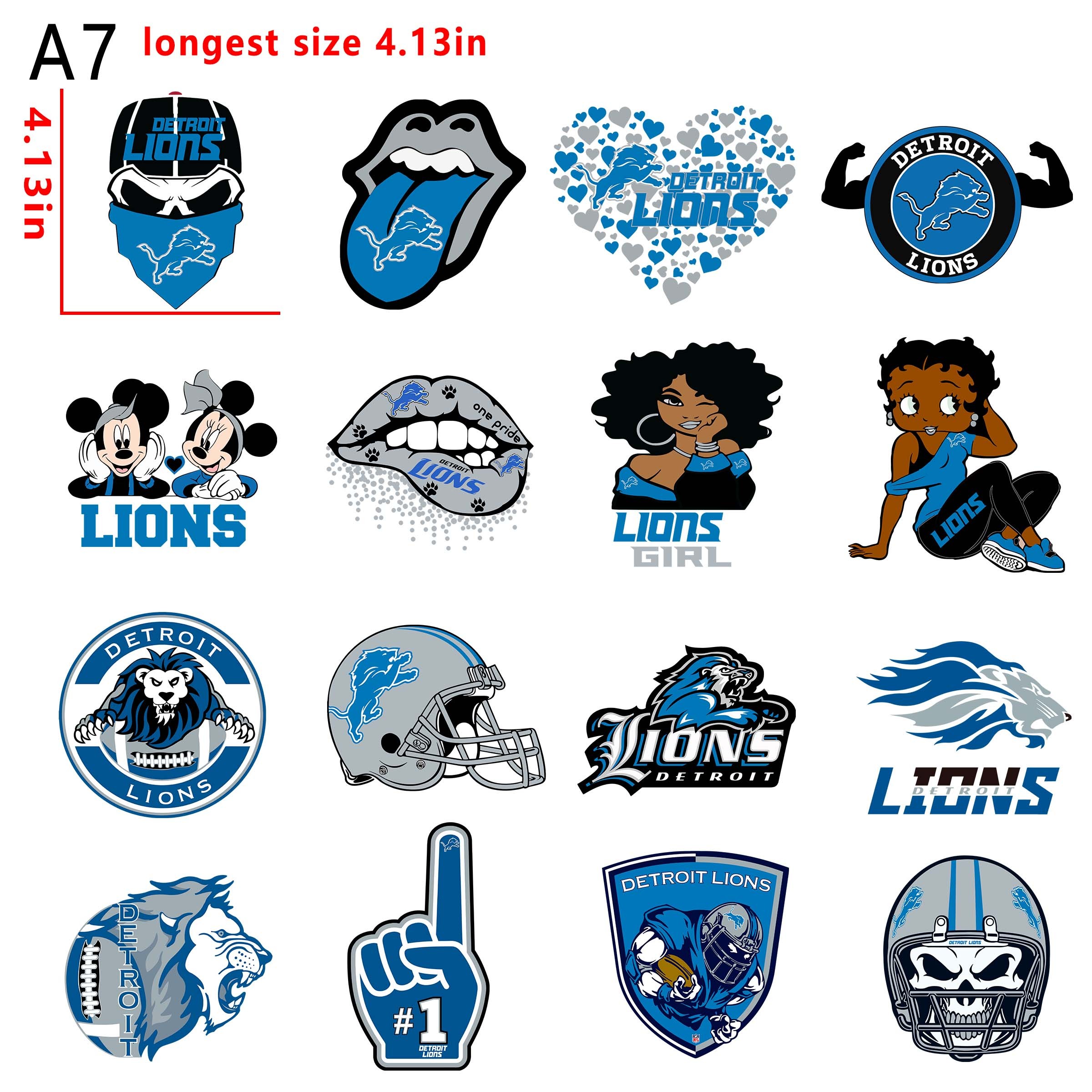 (N2) NFL Detroit Lions football team bundle DTF heat transfer vinyl for T-shirt hoodies