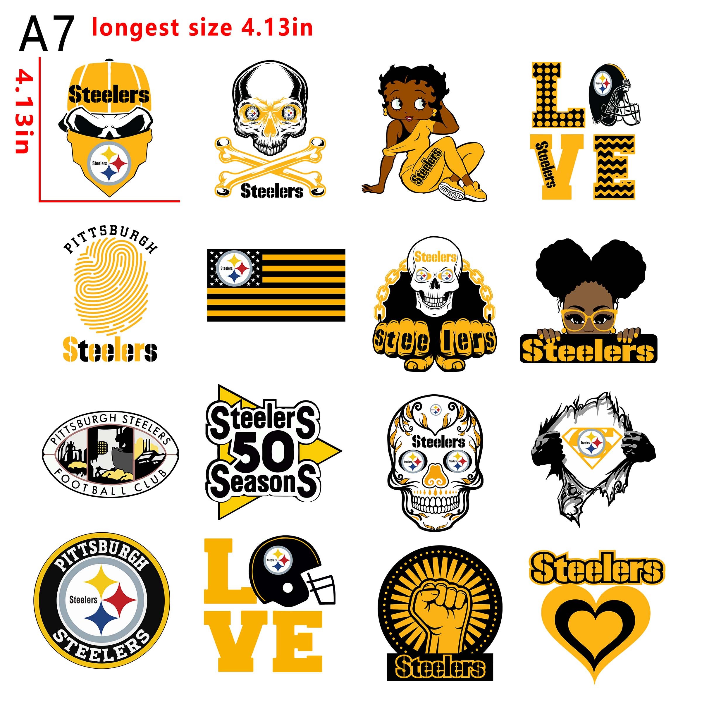 (N6) NFL Pittsburgh Steelers  football team bundle DTF heat transfer vinyl for T-shirt hoodies