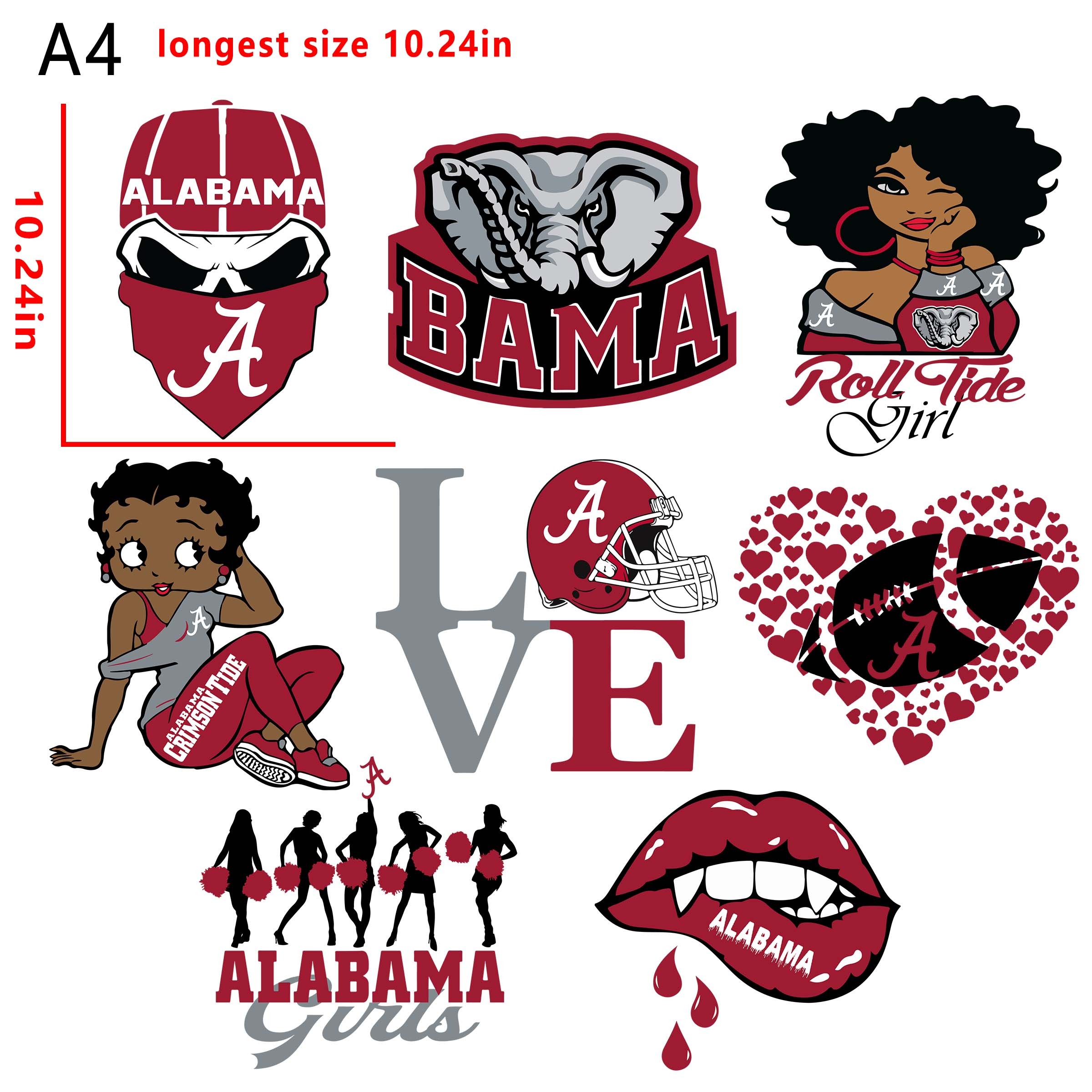 (N4) NFL Alabama  football team bundle DTF heat transfer vinyl for T-shirt hoodies