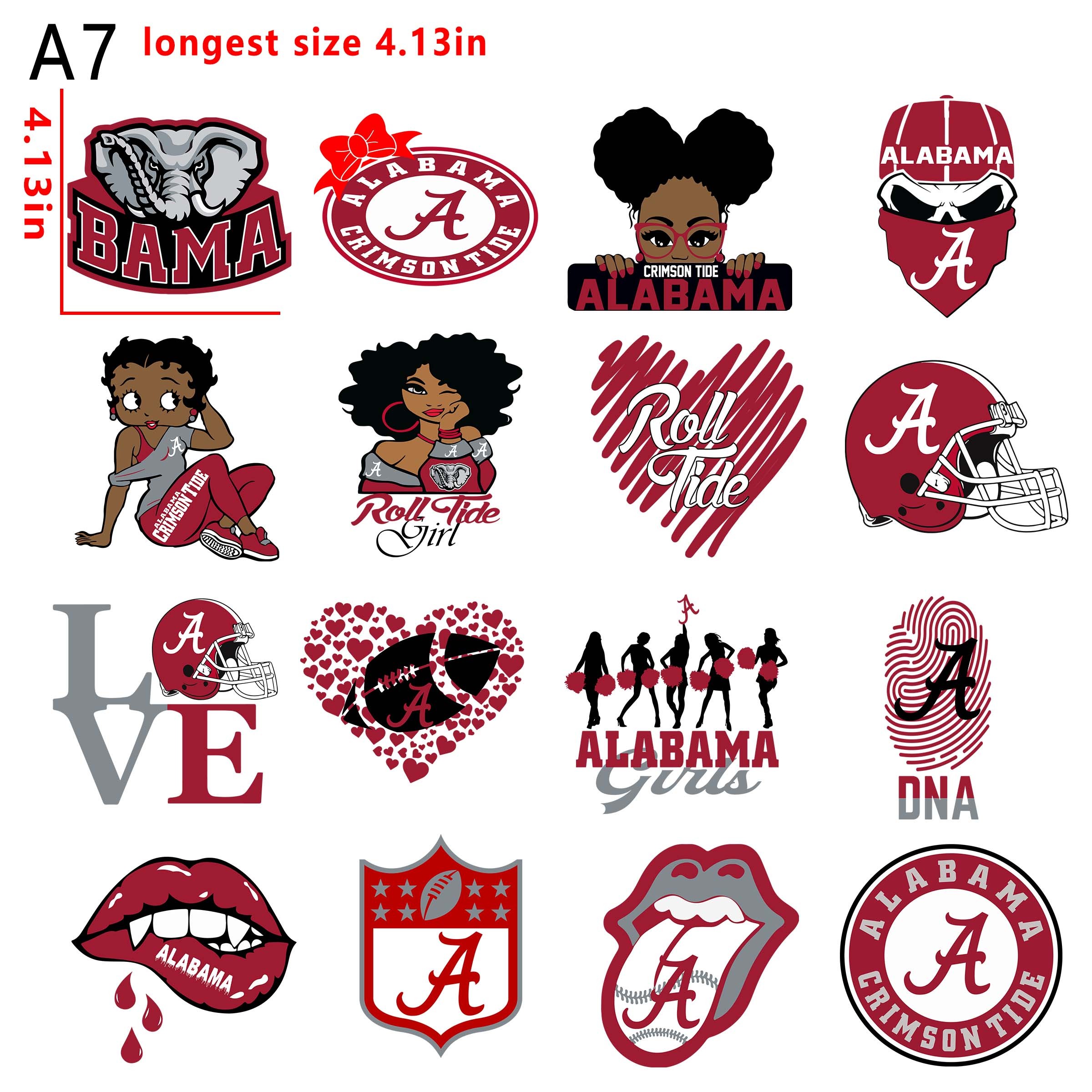 (N4) NFL Alabama  football team bundle DTF heat transfer vinyl for T-shirt hoodies