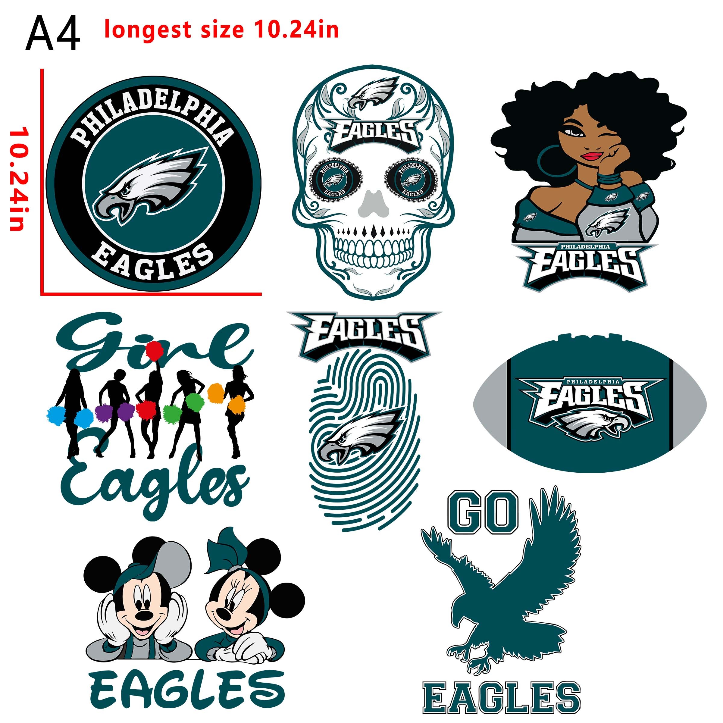 (N5) NFL Philadelphia Eagles  football team bundle DTF heat transfer vinyl for T-shirt hoodies