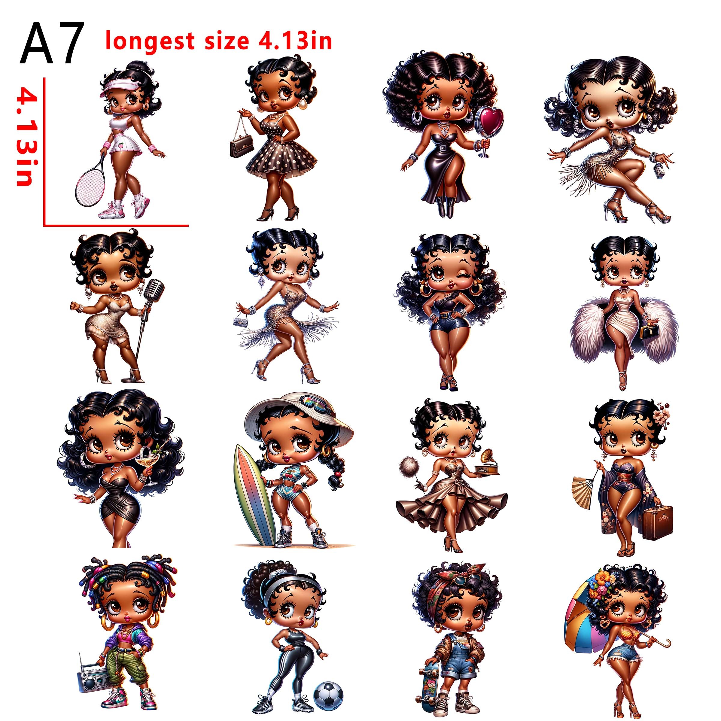 (A1) Betty Boop bundle DTF heat transfer vinyl for T-shirt hoodies fabrics