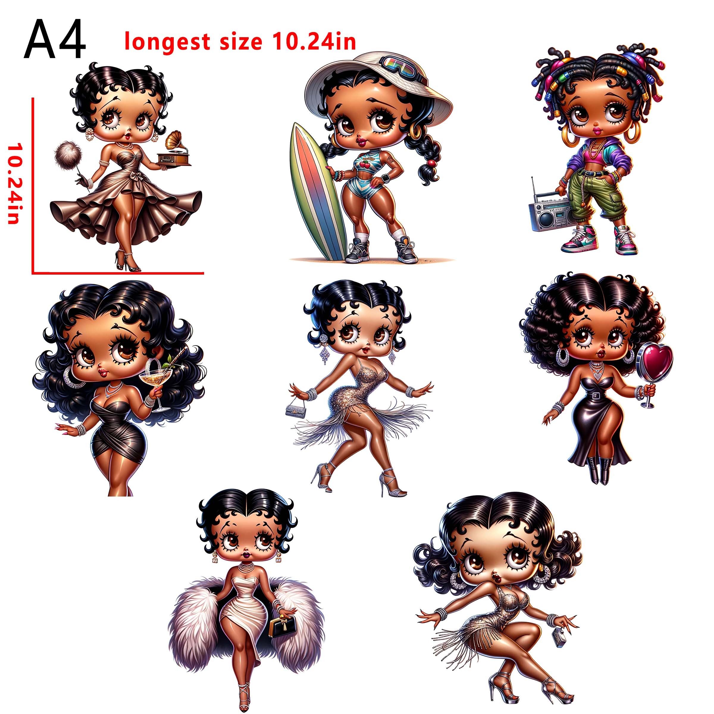 (A1) Betty Boop bundle DTF heat transfer vinyl for T-shirt hoodies fabrics