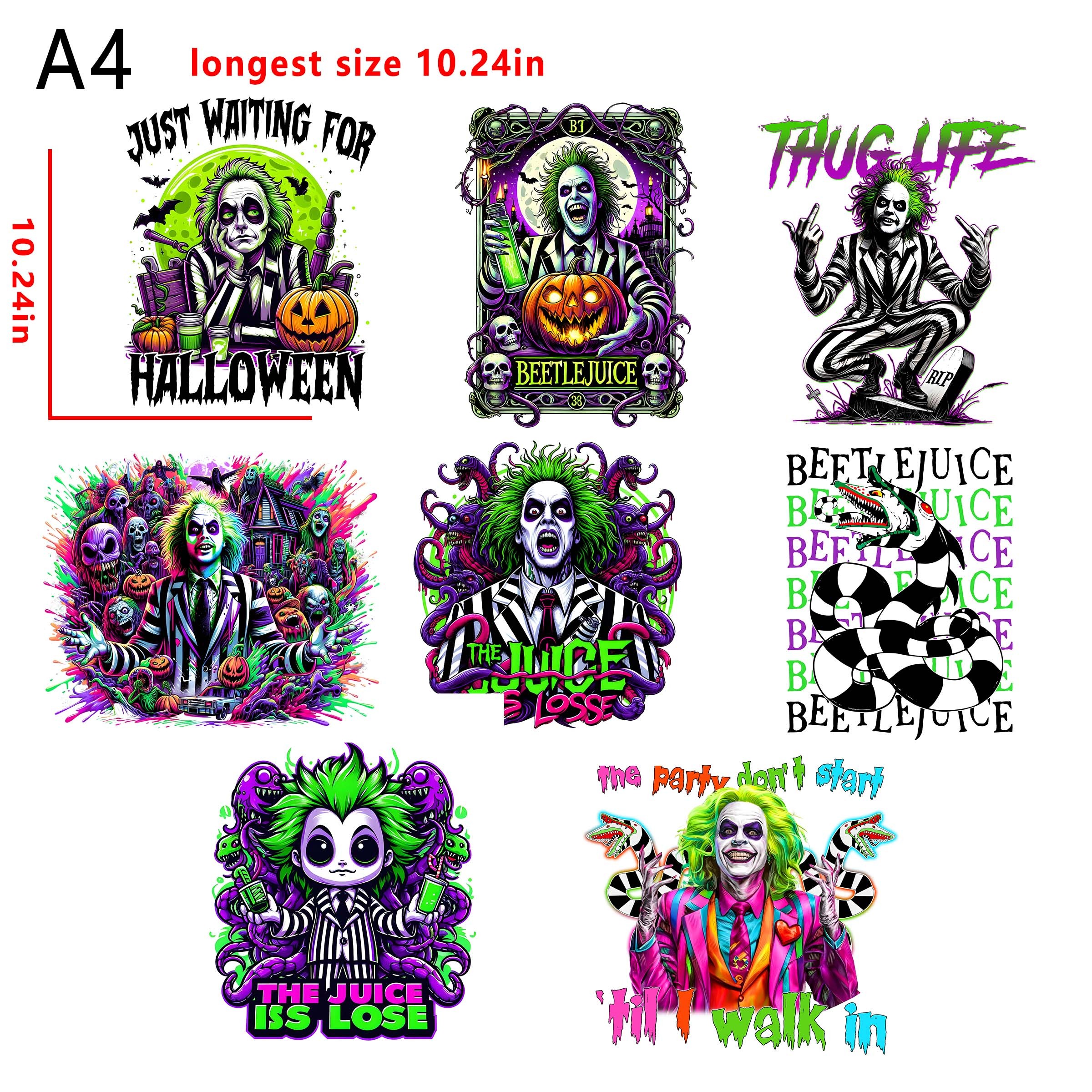 (N95) Beetle juice Horror movies  bundle DTF heat transfer vinyl for T-shirt hoodies fabrics