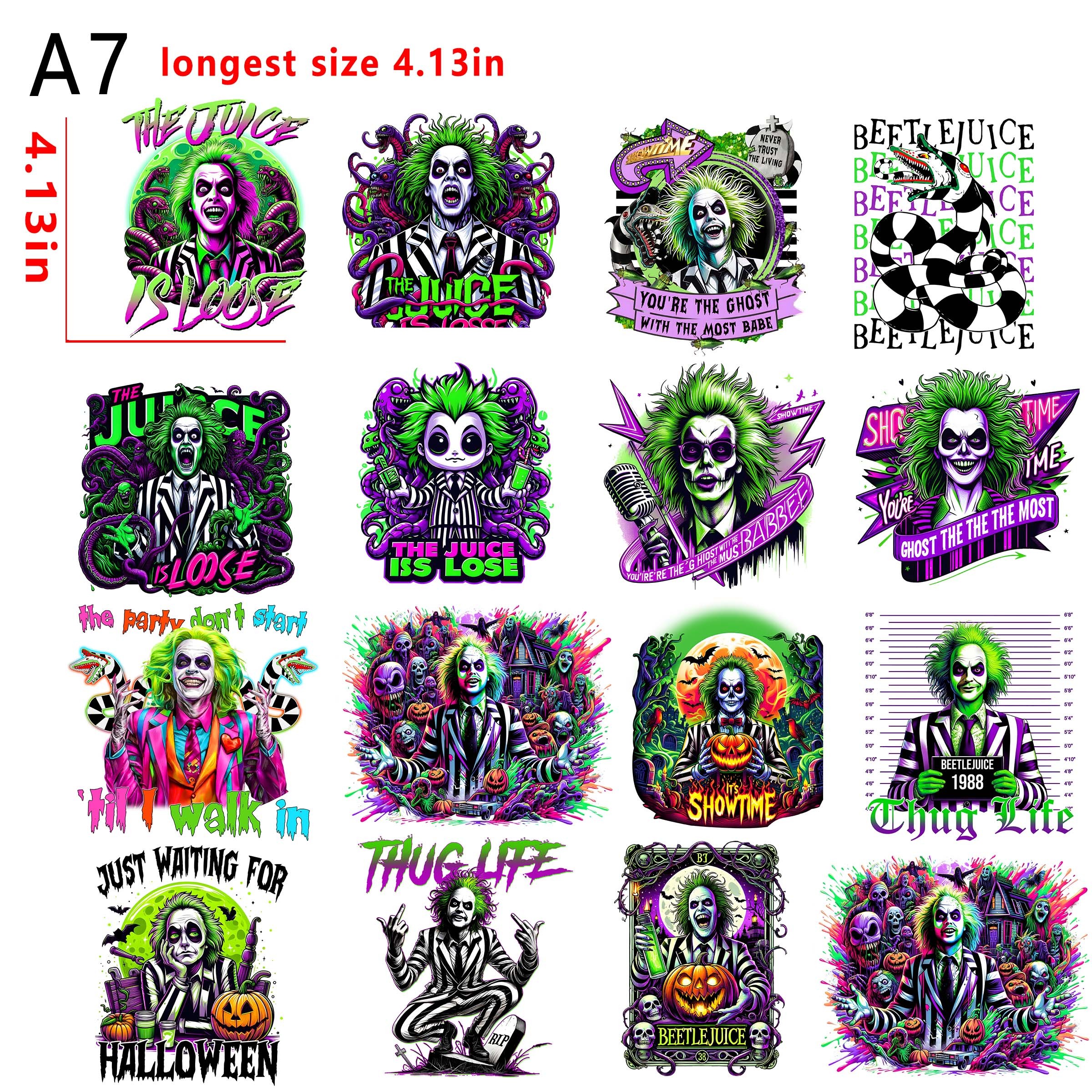 (N95) Beetle juice Horror movies  bundle DTF heat transfer vinyl for T-shirt hoodies fabrics