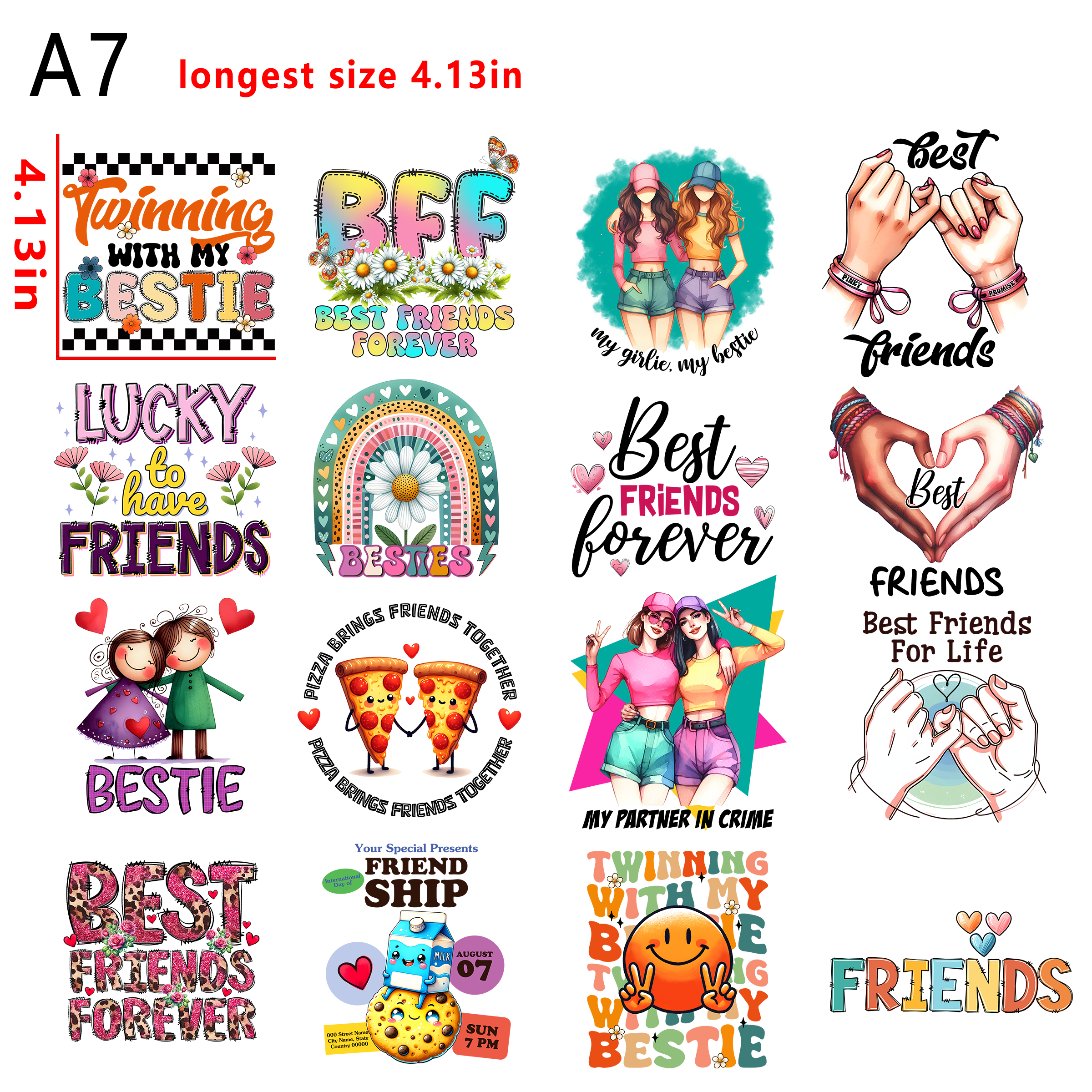 (C60) Best Friend  bundle DTF heat transfer vinyl for T-shirt hoodies fabrics